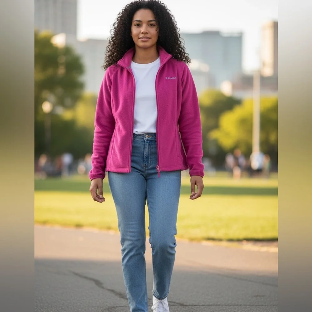 Columbia vintage Y2K Vibrant Pink Zip-Up Jacket - Picture 5 of 9